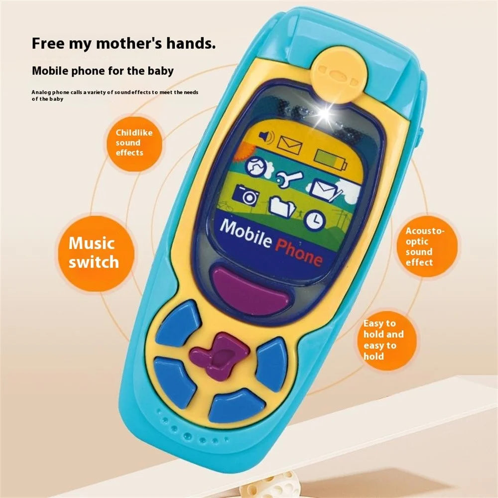 1137 Early Education Children Music Light Simulation Cartoon Mobile Phone Baby Educational Toy - Blue - 3