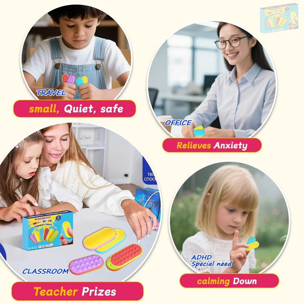 6Pcs / Set Sensory Magnet Toy Silicone Magnetic Slider for Autism Anxiety Stress Relief Toy - 4
