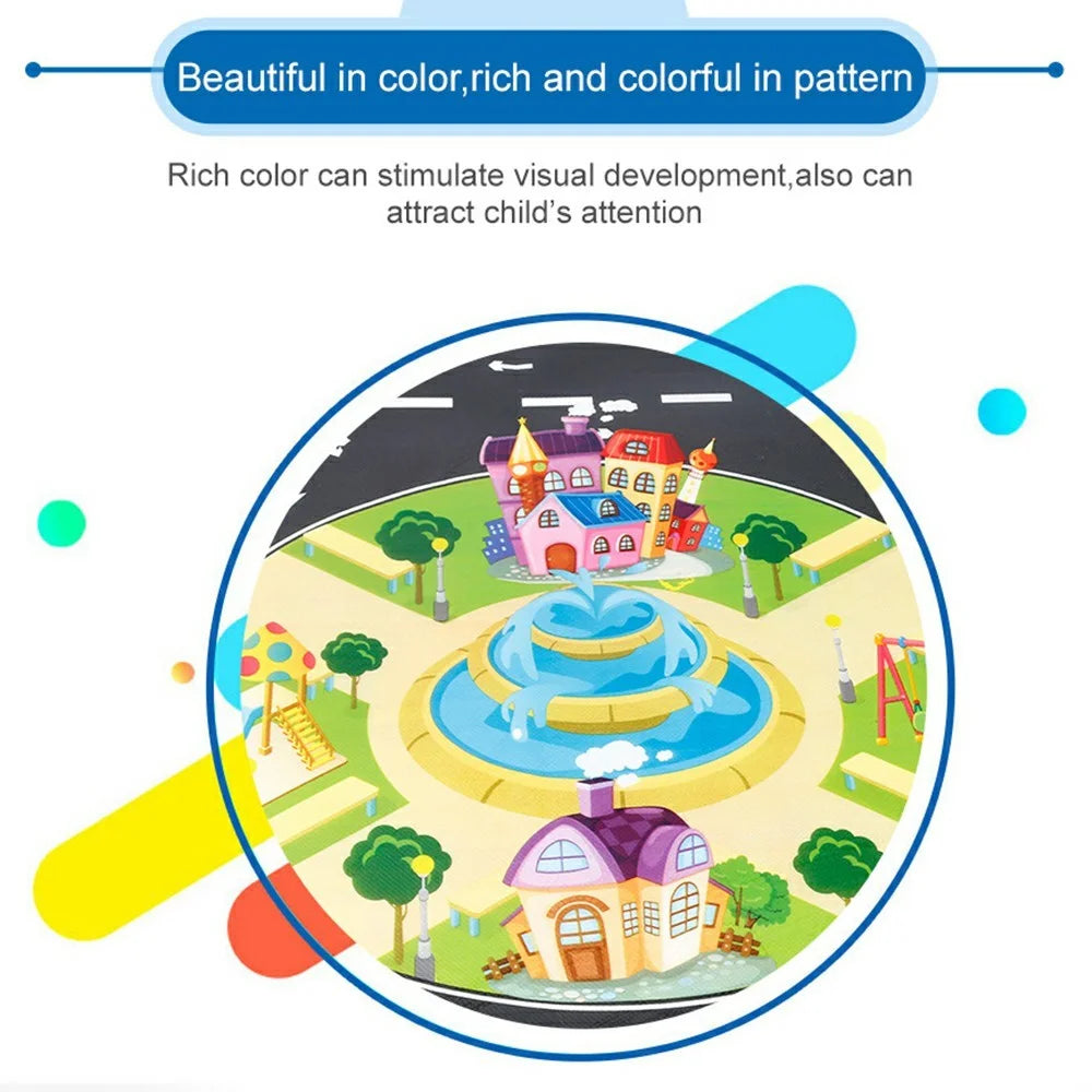 LH001 130 x 100cm Baby Play Mat Waterproof Road Map Educational Rug Toddler Crawling Carpet - 3