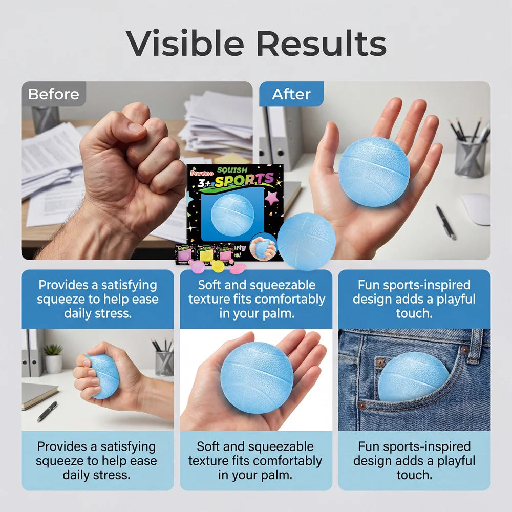 DOWMOO Mini Sports Ball Shape Stress Relief Slow Rebounding TPR Squeeze Toy Desktop Decor - Rugby - 7