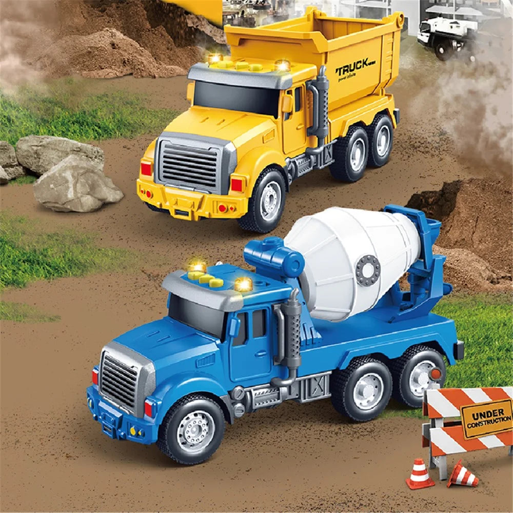 Children Friction Engineering Vehicle Kids Plastic Truck Model Toy with Light and Sound - Dump Truck - 5