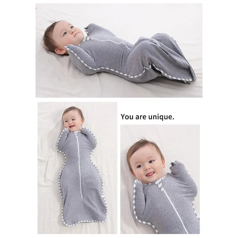 AB01 Cotton Baby Swaddle Zipper Anti-kicking Blanket Infant Sleeping Bag, Size S - Grey - 3
