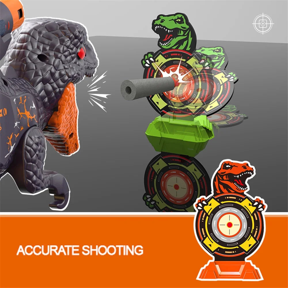 0206 Double Launcher EVA Bullet Cartoon Dinosaur Shooting Gun Toy for Children - Green - 4