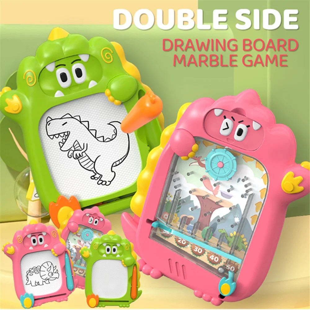 Dinosaur Magnetic Drawing Board Maze Marble Game Children Graffiti Drawing Writing Board Double-sided Educational Toy - Pink - 5