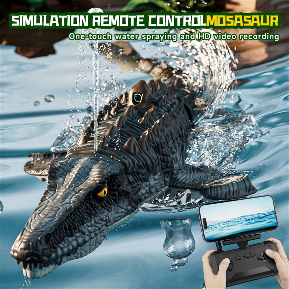 4DRC 4D-S11 2.4G Remote Control Mosasaur Shape RC Boat Water Spraying Toy with Camera, with 1 Battery - 4