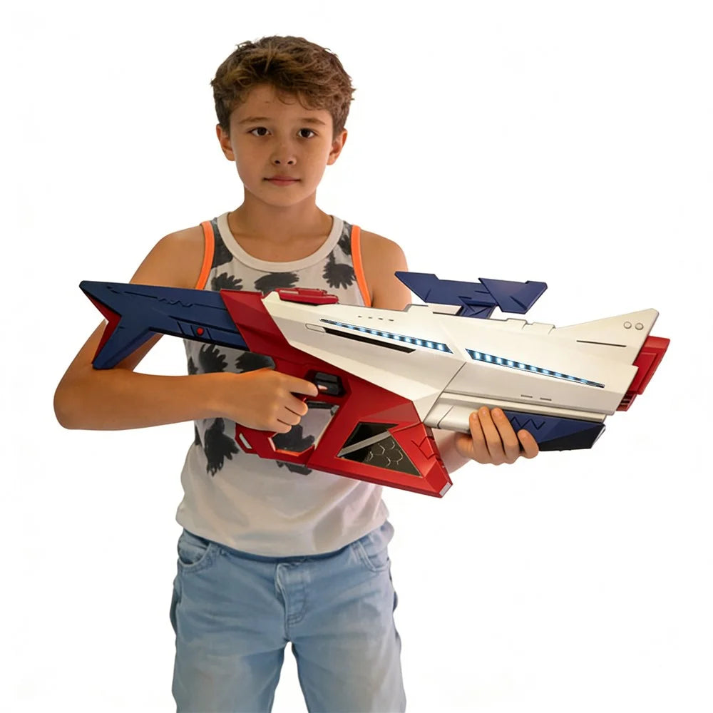 Y12 Electric Water Gun Toy with Light Effects Automatic / Manual Dual Mode Water Pistol Toy for Outdoor Play - Red / Blue - 2