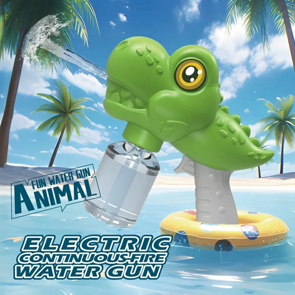 Y8 Cartoon Dinosaur Electric Water Gun Toy Continuous Spray Water Pistol Toy for Kids Outdoor Play - Green - 2