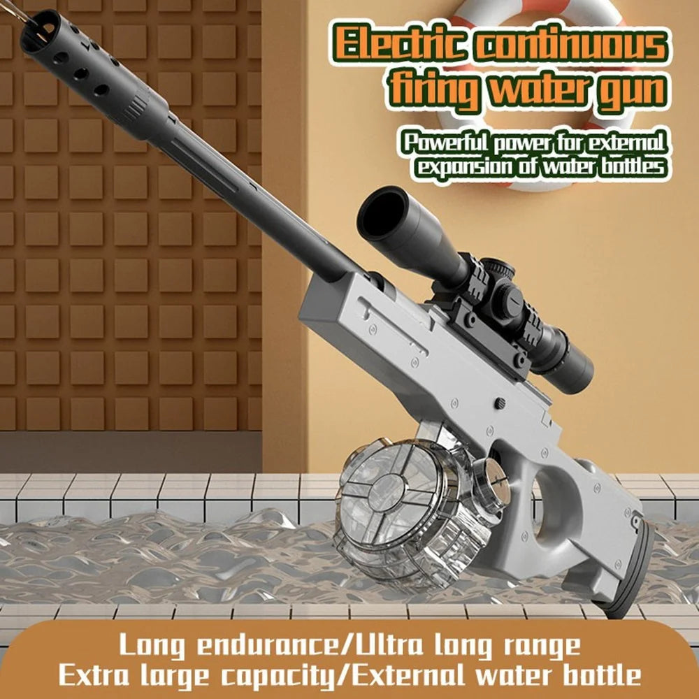 Y3AWM Electric Water Gun Auto Continuous Spray Long Range 8-10m for Ages 6+ Outdoor Play Toy - Grey - 5