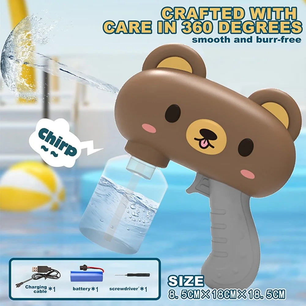 Y9 Electric Water Gun Cartoon Bear Design Continuous Spray High Pressure Water Gun Children Gift - Brown - 3