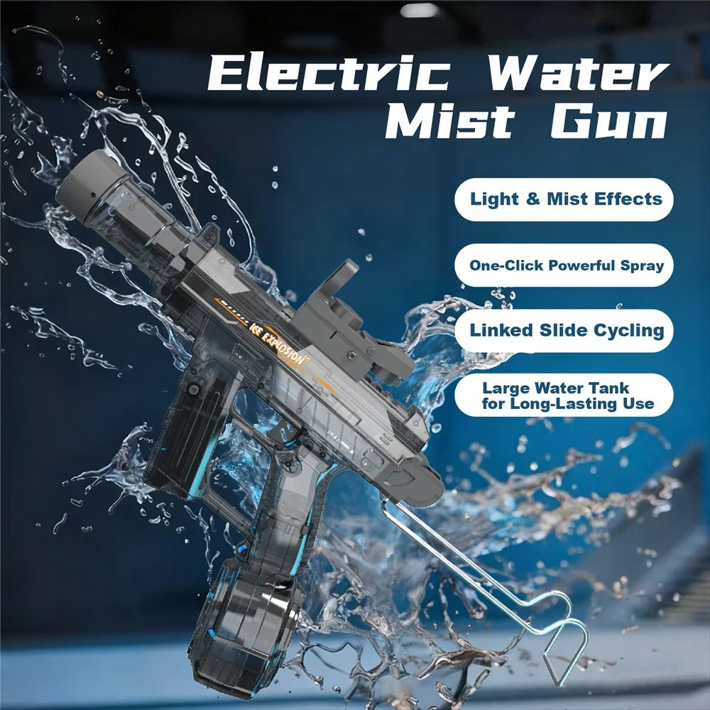 Y13 Summer Interactive Electric Water Mist Gun Continuous Spray Shooting Toy with LED Light Children Gift - Transparent Grey - 5