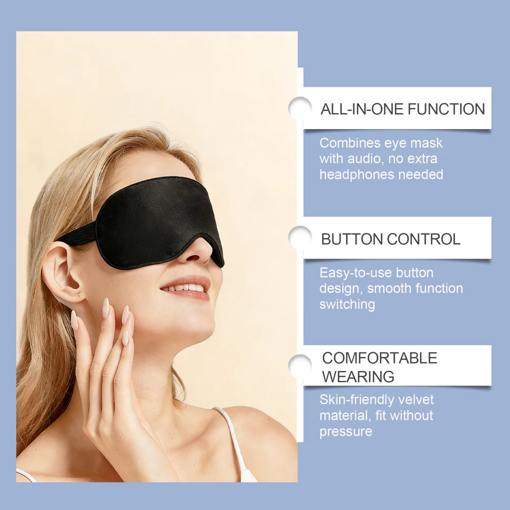 XORITA Sleep Eye Mask 3D Stereo Sound Bluetooth-compatible Music Eye Shield for Rest Travel - Black - 5
