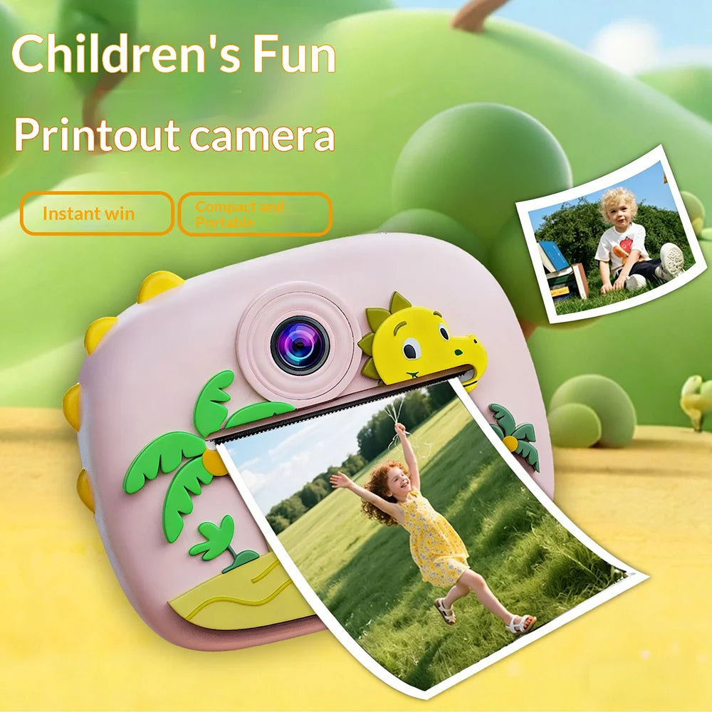 EX70S Instant Print Cartoon Kids Digital Camera 24MP Dual Lens 2.4 Inch IPS Screen 1080P Video Recorder for Children - Pink - 3