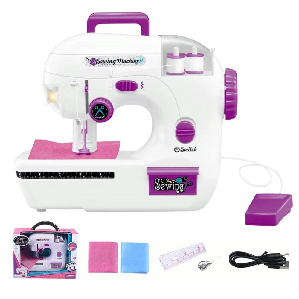 7802 Sewing Machine Toy Kids Sewing Kit Children Beginner DIY Art Craft (Dual Way Power Supply) - 1