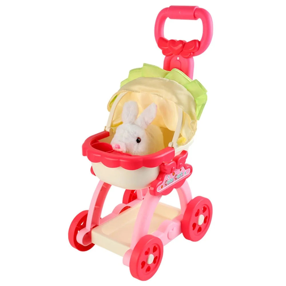 JLX688-191A / 192A Strollers Baby Dollhouse Kids Pretend Play Toys Miniature Pink Decoration Toddler - Rabbit - 1