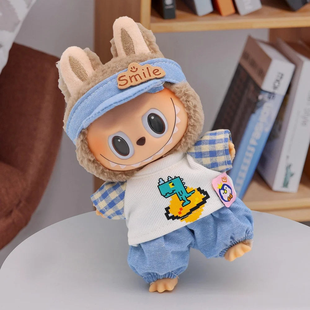 3Pcs Pants / Dress Set for Labubu Gen 1 / 2 / 3 17cm Collectible Figurines Mini Doll Changeable Costume - Style A - 2