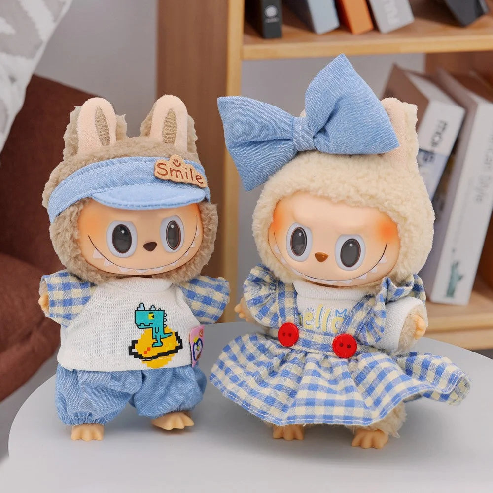 3Pcs Pants / Dress Set for Labubu Gen 1 / 2 / 3 17cm Collectible Figurines Mini Doll Changeable Costume - Style A - 3