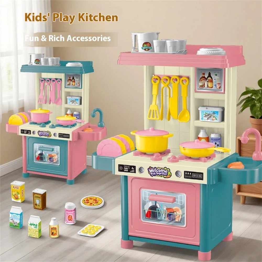 53Pcs Children Play Kitchen Set Pretend Cooking Toys Utensils Assembly Kit for Girls, Random Color - 2