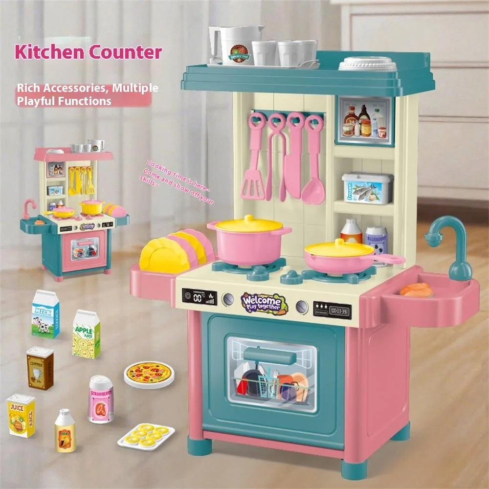 53Pcs Children Play Kitchen Set Pretend Cooking Toys Utensils Assembly Kit for Girls, Random Color - 3