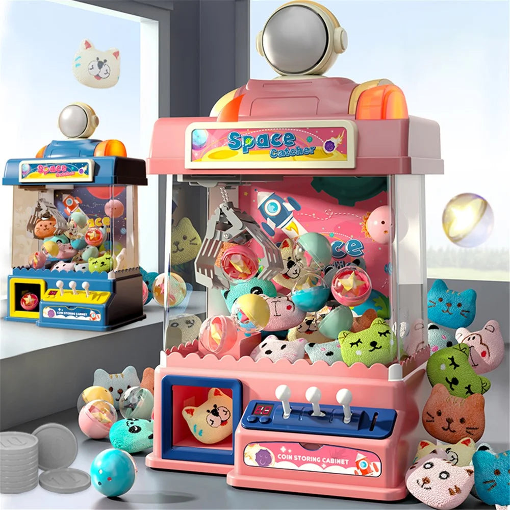 874 Claw Machine for Kids Arcade Game Electronic Mini Doll and Toy Grabber Dispenser with Lights, Sound - Space / Blue - 3