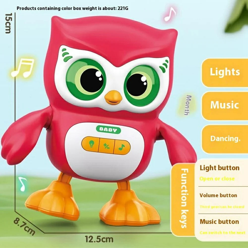 S-004A Dancing Animal Toy Electric Singing Swaying Educational Toddler Toy with Lights and Music - Red / Owl - 6