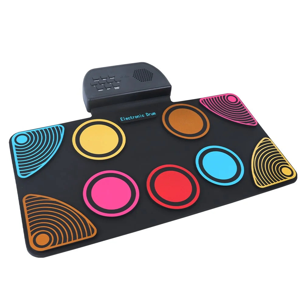 HQC6 Portable Roll Up Electronic Drum Practice Pad Built In Speaker with Drumsticks for Kids - Multi-Color - 2