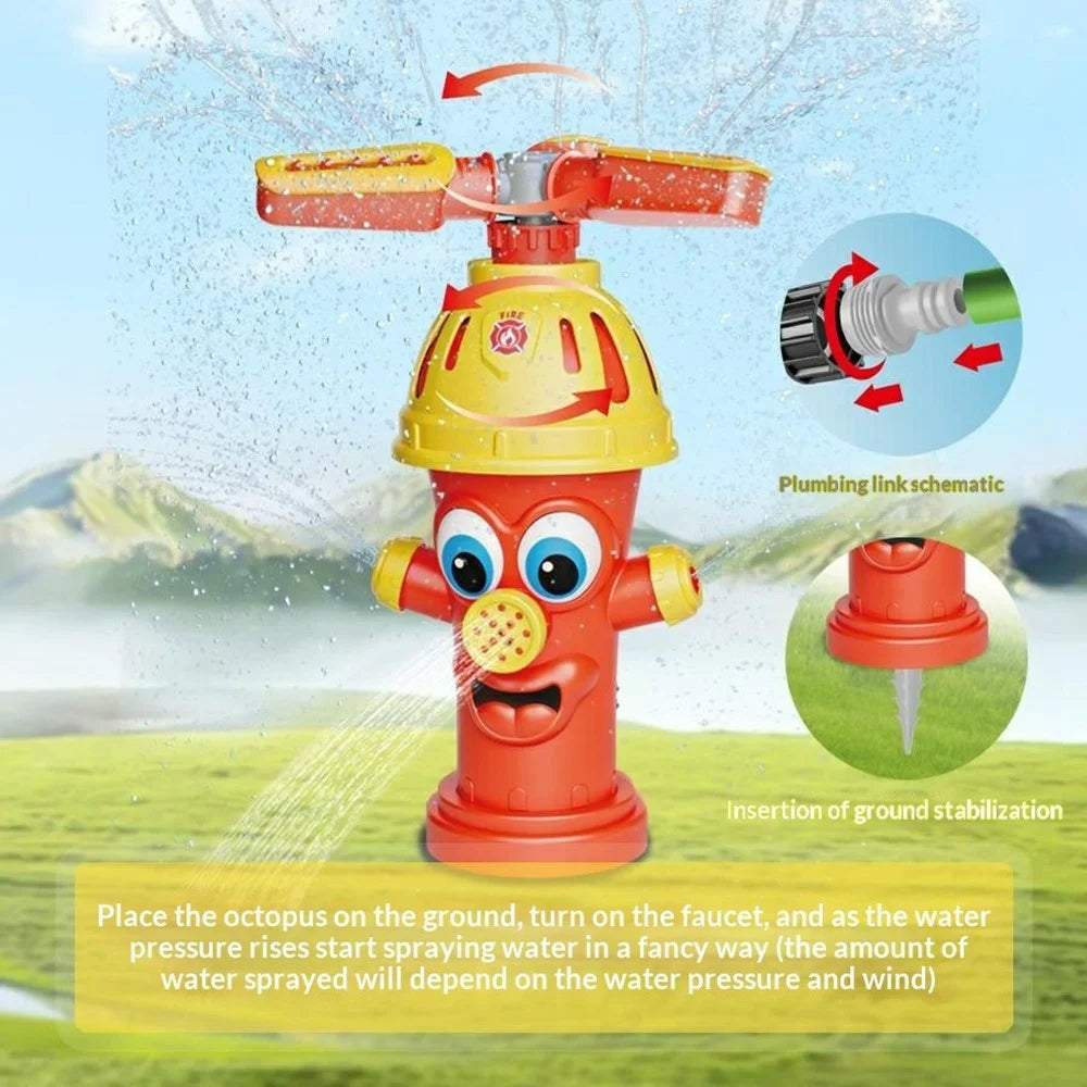 DB25810 Rotating Sprying Fire Hydrant Sprinkler Outdoor Lawn Spray Toy for Kids Summer Water Play - Red - 4
