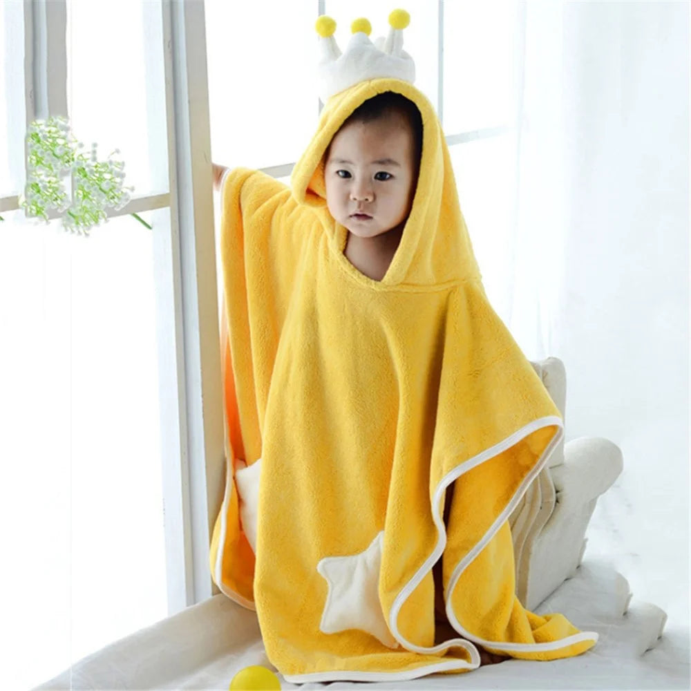 70x140cm Toddler Hooded Bath Towel Soft Towel Absorbent Bathrobe Blanket Baby Shower Gifts - Yellow - 3
