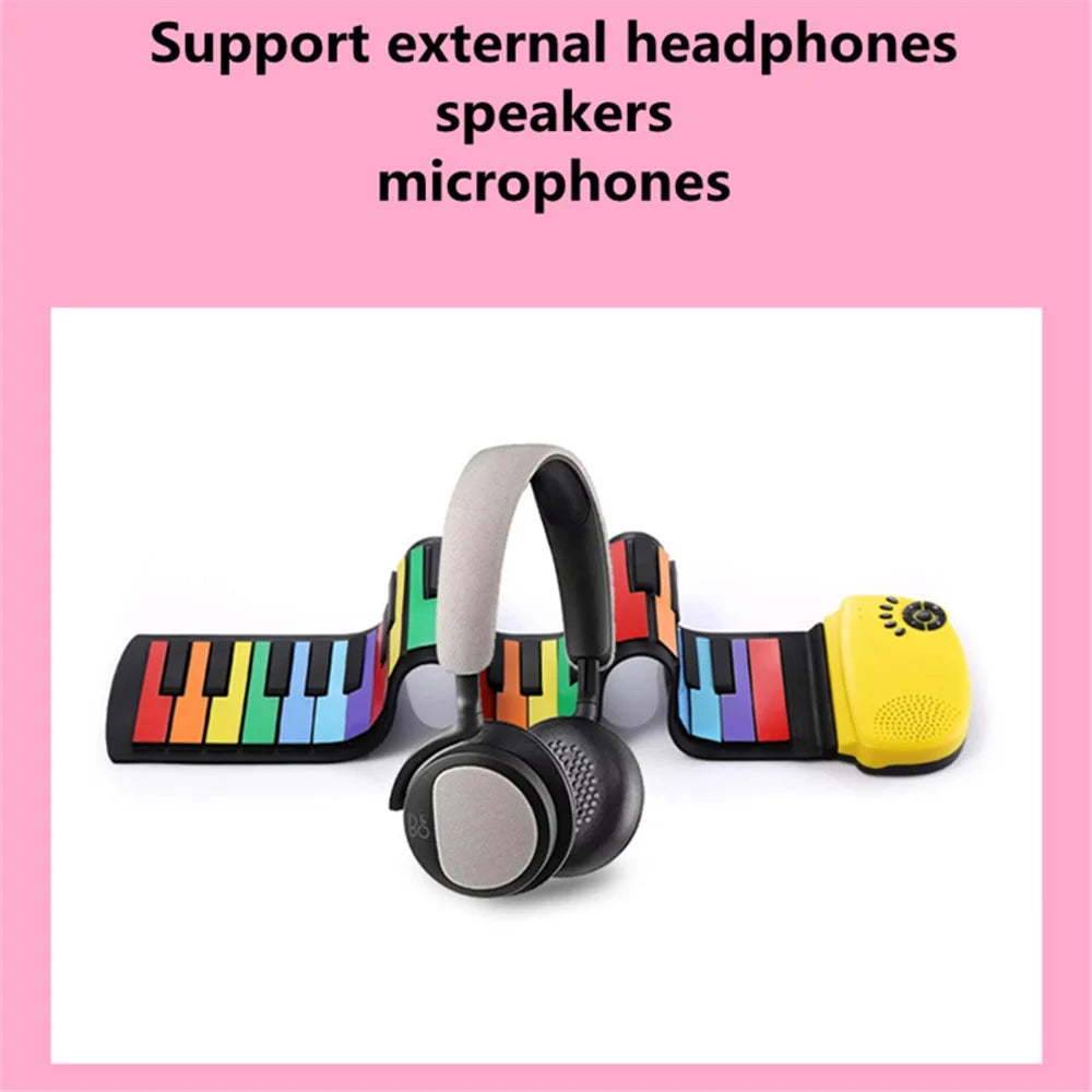 RP49P2-C 49 Keys Folding Piano Hand-Rolled Colourful Portable Beginner Electronic Keyboard for Adults, Children - 3