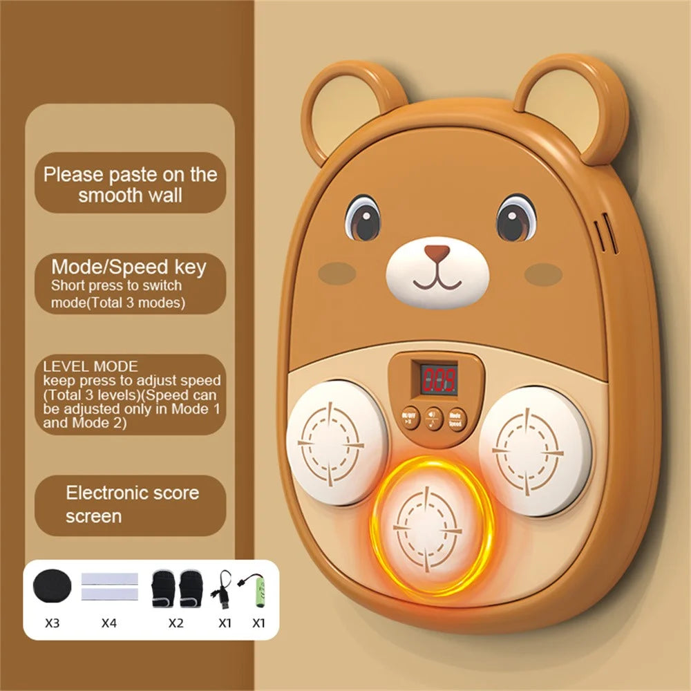 SJL3607 / SJL3609 Cartoon Animal Music Boxing Machine for Kids Electronic Reaction Rhythm Interactive Toy - Brown - 2