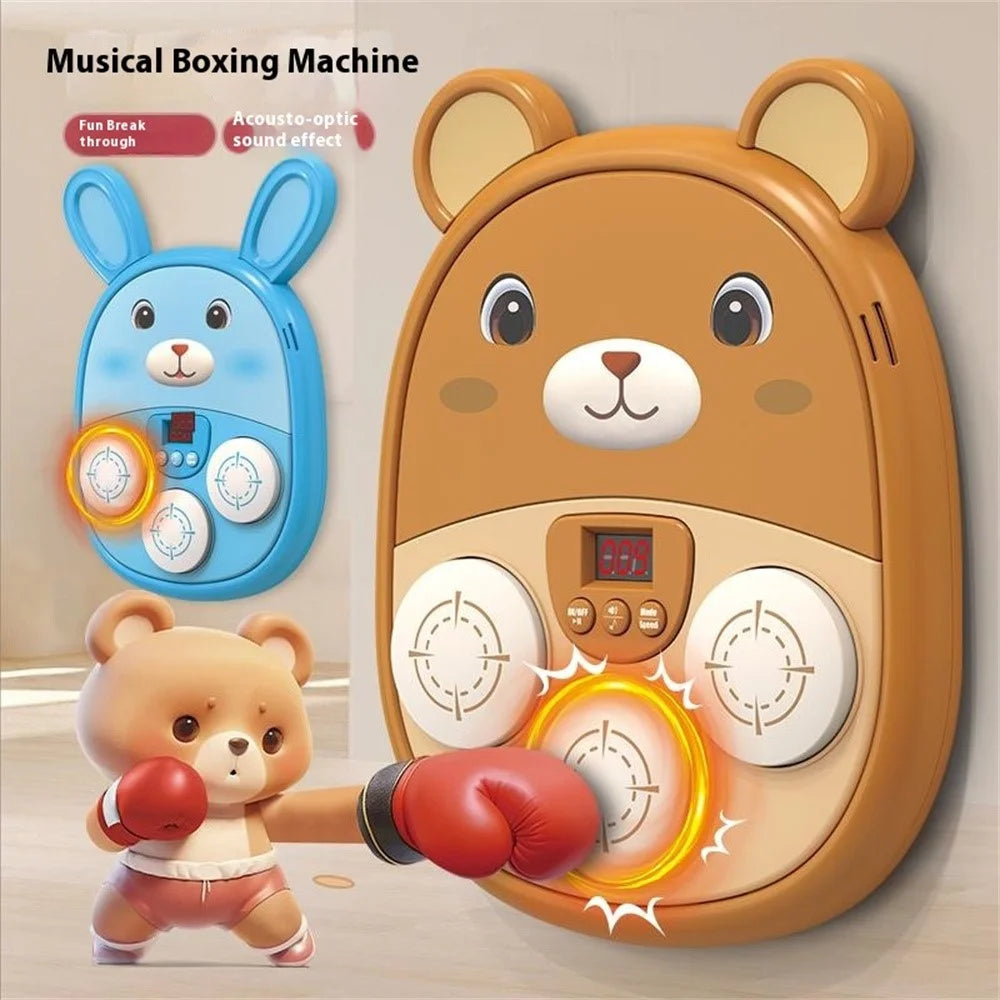SJL3607 / SJL3609 Cartoon Animal Music Boxing Machine for Kids Electronic Reaction Rhythm Interactive Toy - Brown - 3