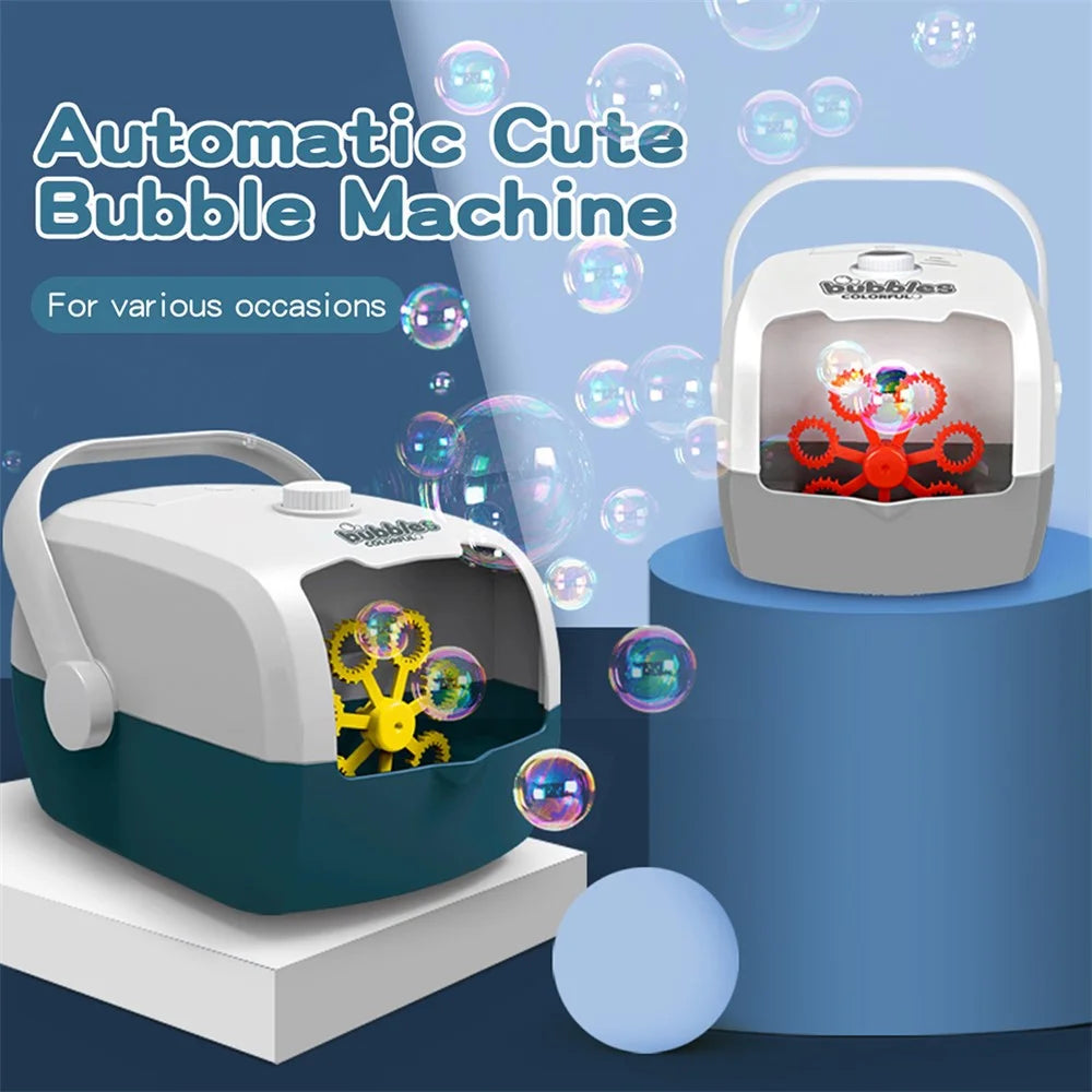 V08 Bubble Machine Automatic Bubble Blower Bubble Maker 3000+ Bubbles Per Minute Toddler Toy (Built-in Battery) - Blue / White - 7
