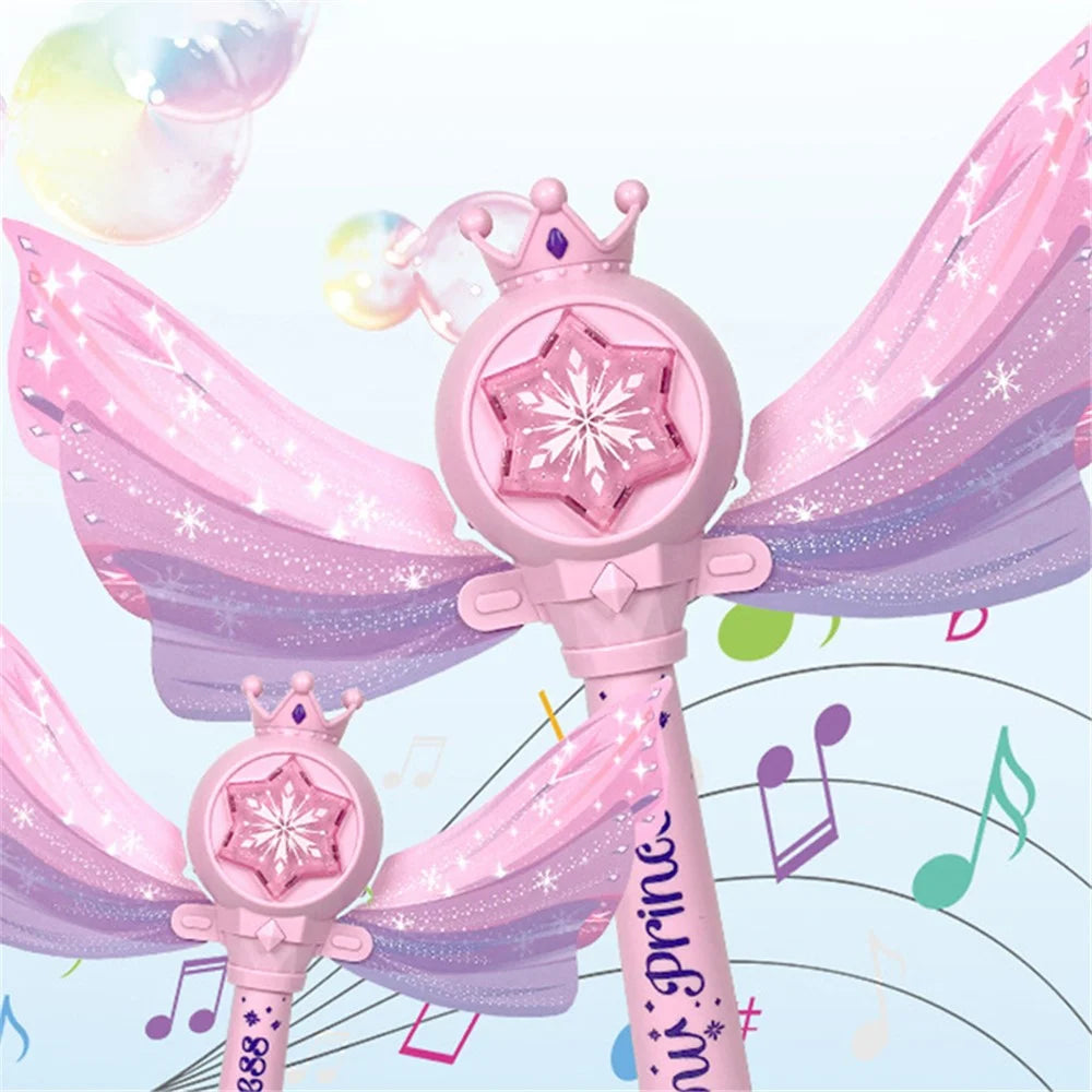Princess Magic Wand Bubble Machine Kids Girls Soap Bubbles Generator Toy - 4