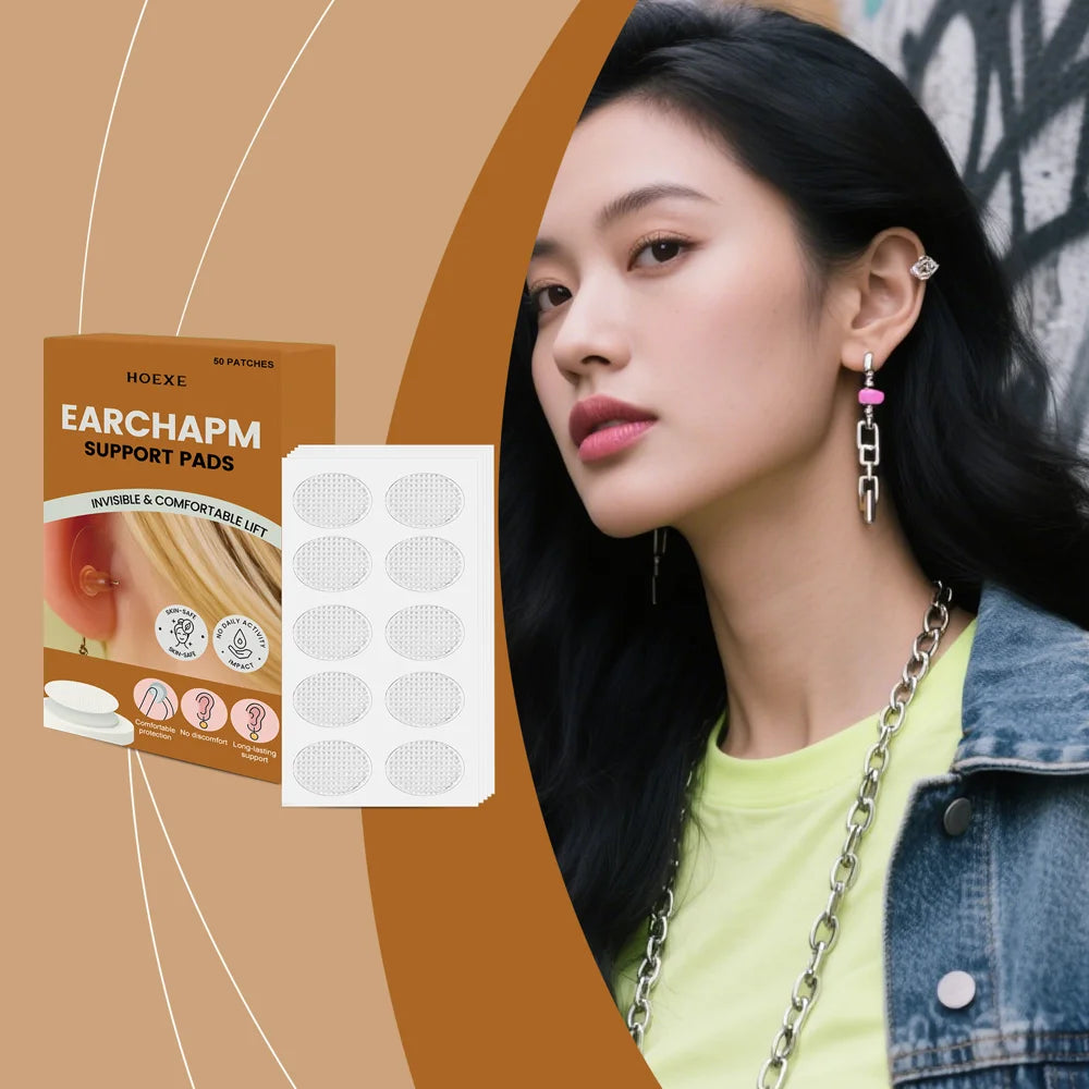 HOEXE 50Pcs Invisible Earlobe Support Patches Anti-Sagging Transparent PE Ear Lift Tape for Heavy Earrings - 50Pcs - 2