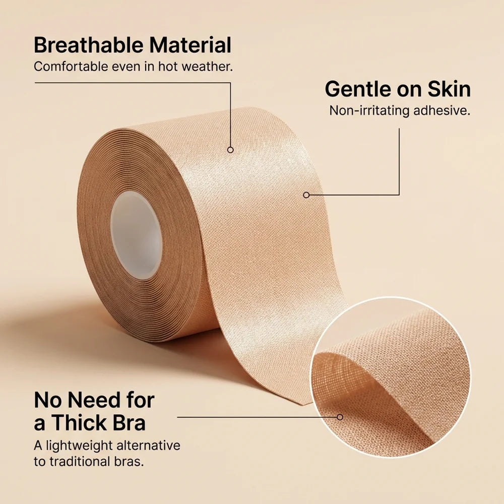 TORVIKX Breathable Breast Lift Tape Skin-Friendly Invisible Push Up Nipple Sticker Roll, Length: 5m - 1 Piece - 6