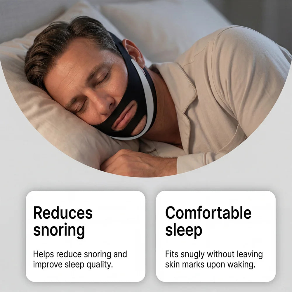 TORVIKX Stop Snoring Elastic Chin Strap Anti Snoring Sleep Aid Adjustable Snore Reduction Chin Belt - 6