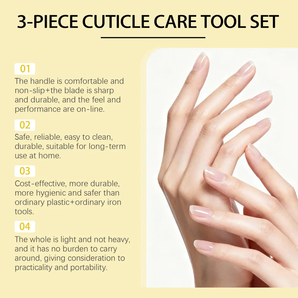 NYMIXA 3Pcs Nail Care Tools Set Ergonomic Cuticle Nipper Pusher Fork Manicure Kit for Home Travel - 1 Set - 4