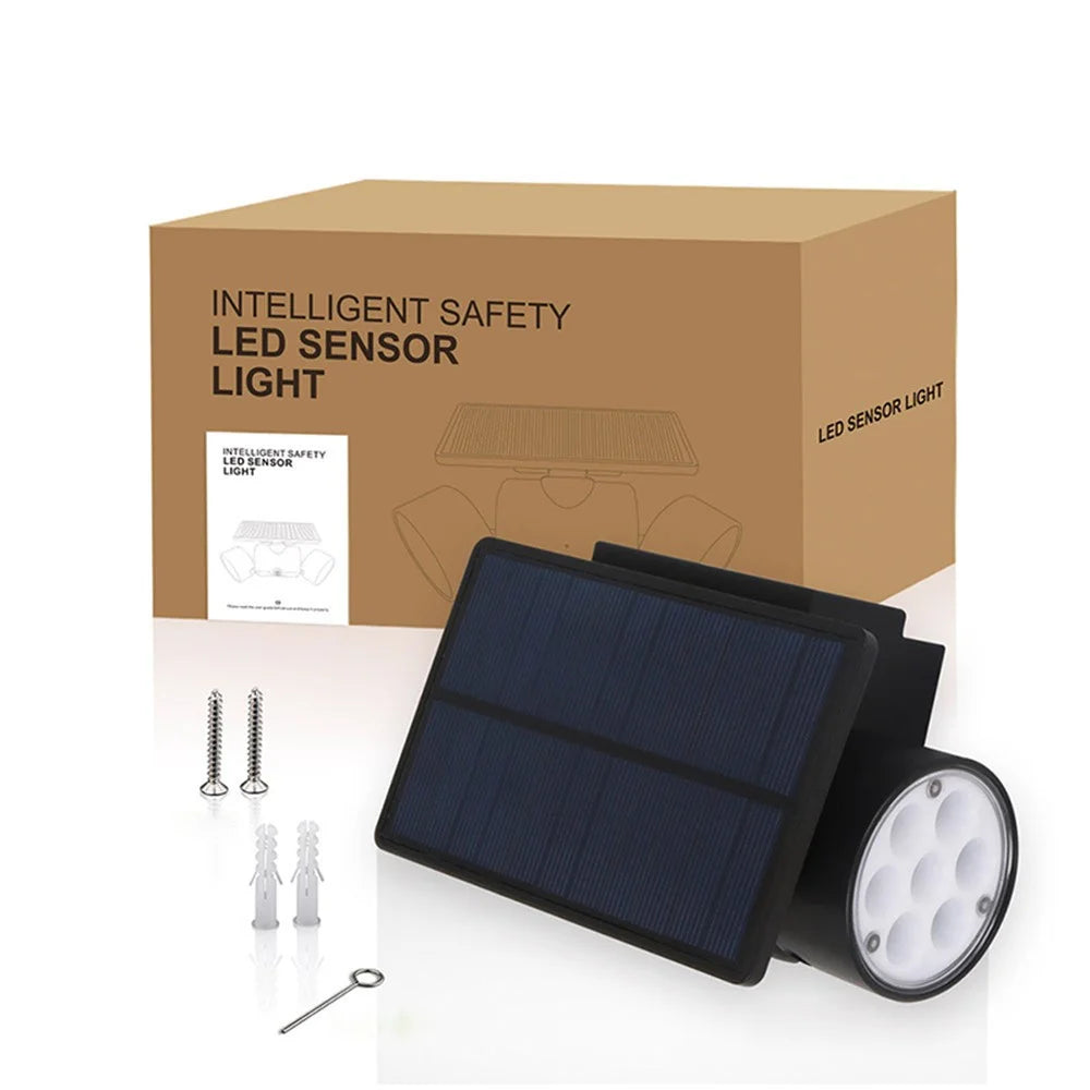 30-LED Solar Light Dual Head Solar Lamp PIR Motion Sensor Spotlight Waterproof Wall Outdoor Lights - White - 6