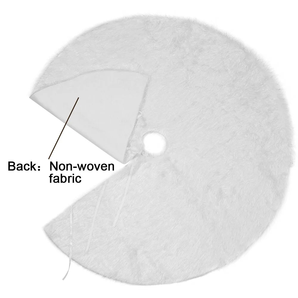 Christmas White Plush Long Haired Tree Skirts Xmas Party Decor, Diameter: 120cm - 7
