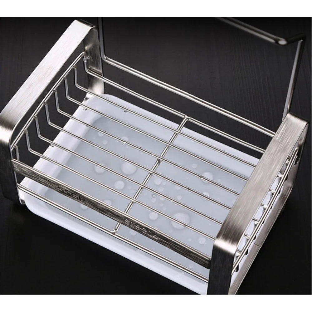 Kitchen Drain Basket Stainless Steel Faucet Sink Storage Rack Shower Rack - 6