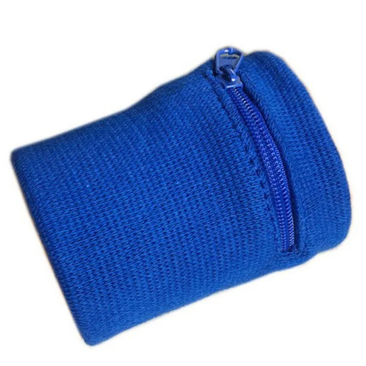Sport Arm Band Bag Zipper Wrist Wallet Bag Sweatband for MP3 Card Storage - Blue - 2