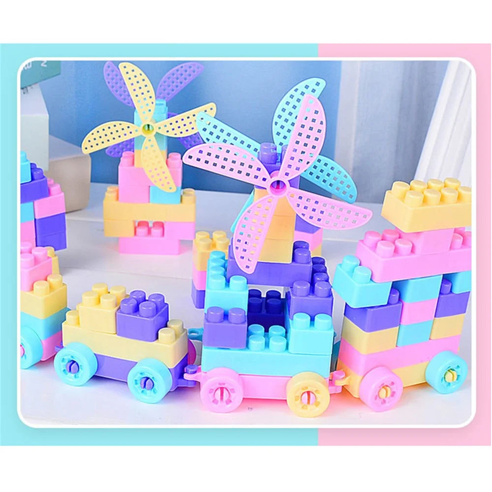 100Pcs Building Blocks Plastic Colorful Educational Toys Gift for Children Kids Child Girls Boys - 2