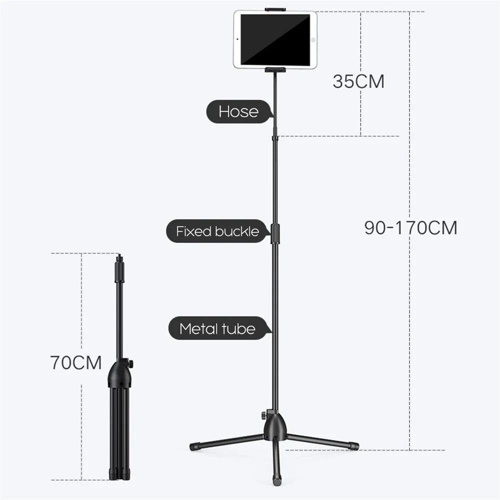 GF160 For 3.5-10 inches Phone/Tablet Floor Stand Tripod Holder Mount 360 Degree Rotating Phone Bracket - 2