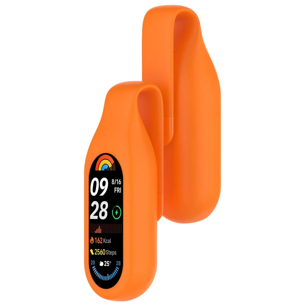 For Xiaomi Smart Band 10 / 9 / 8 Clip-On Holder Silicone Wristband Replacement - Orange - 3