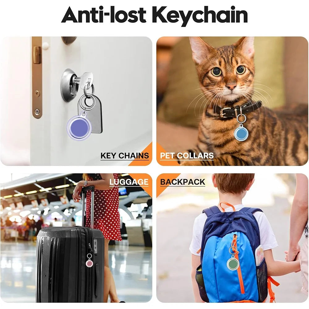 AT-05 For Airtag Protective Case TPU Waterproof Transparent Cover Anti-Yellowing Lightweight - Transparent Orange - 4