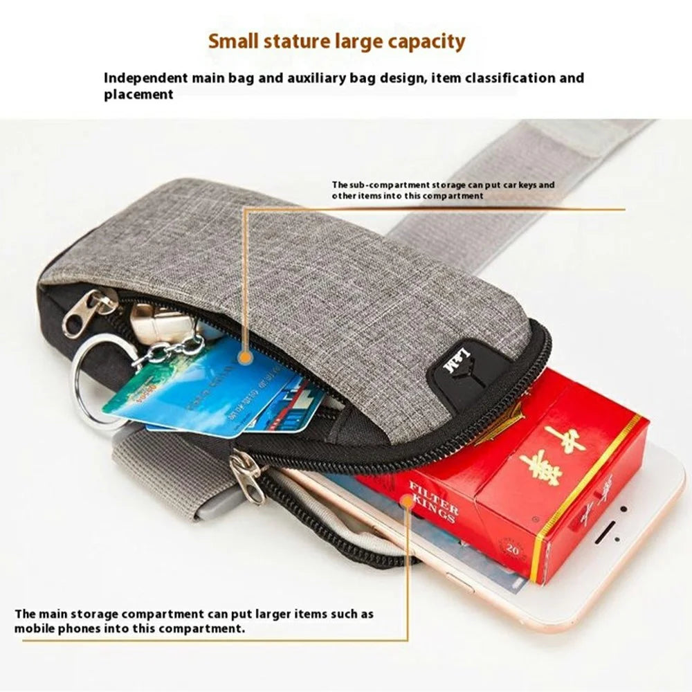 L&M X3009 Regular Size Outdoor Sports Phone Storage Armband Bag with Earphone Hole for Running Cycling - Grey - 4