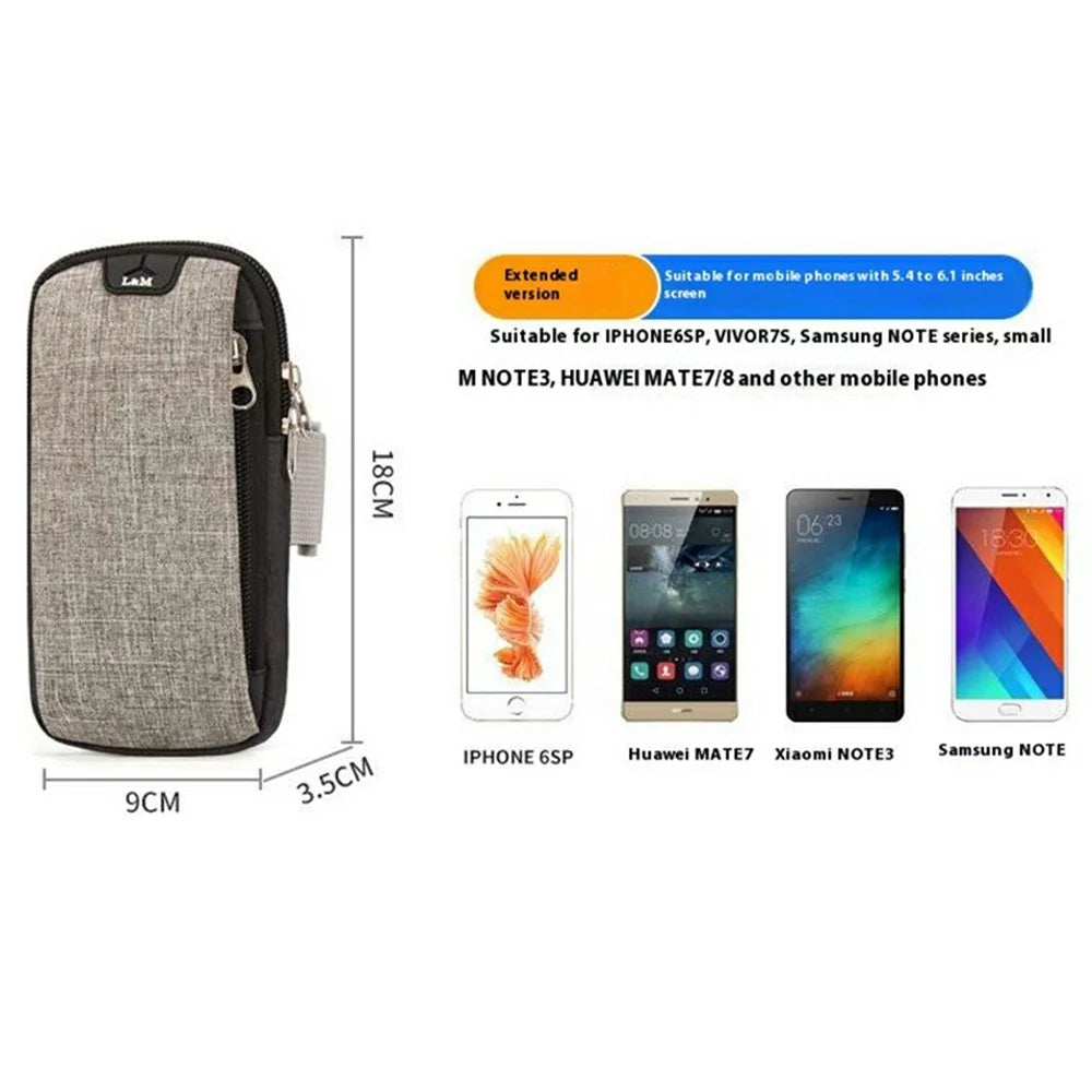 L&M X3009 Extended Size Outdoor Sports Phone Storage Armband Bag with Earphone Hole for Running Cycling - Grey - 7