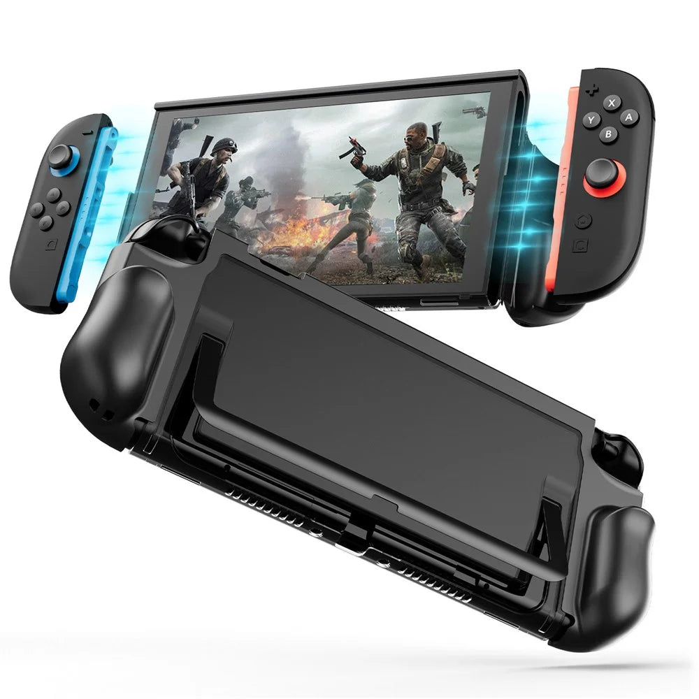 For Nintendo Switch 2 Game Console Transparent Case TPU + PC Protective Cover - Black - 2