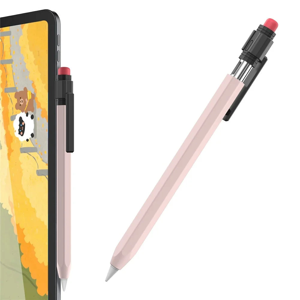 AHASTYLE PT180-3-K Pencil Sleeve with Black Cap / Clip for Apple Pencil 3 Protective Silicone Case Retro Style - Pink - 1
