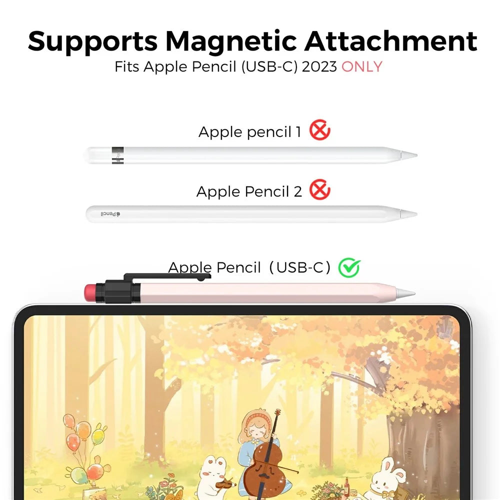 AHASTYLE PT180-3-K Pencil Sleeve with Black Cap / Clip for Apple Pencil 3 Protective Silicone Case Retro Style - Pink - 2