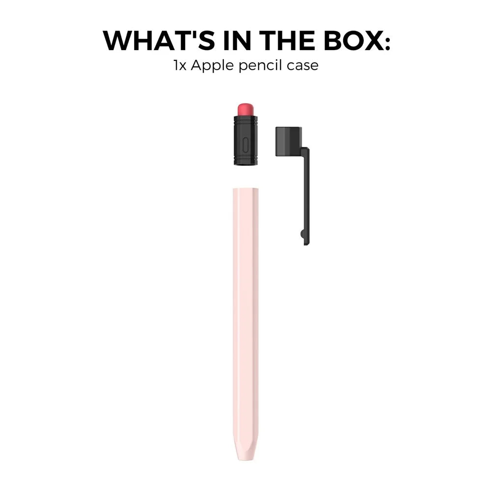 AHASTYLE PT180-3-K Pencil Sleeve with Black Cap / Clip for Apple Pencil 3 Protective Silicone Case Retro Style - Pink - 7